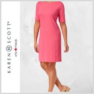 Karen Scott Petite Cotton Elbow-Sleeve Dress NWT
